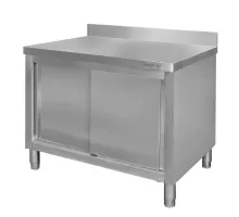 Nerūsējošā tērauda galda pie sienas ar skapi S-120 cm G-70 cm H-85 cm N