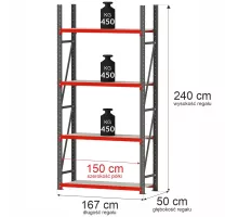 Металлический складской стеллаж FORTIS 2400x800x500 mm