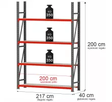 Metal warehouse shelving unit FORTIS 1200x800x2000 mm