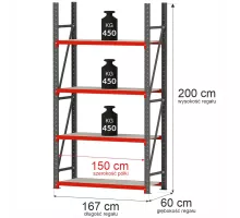 Metal warehouse shelving unit FORTIS 1200x800x2000 mm