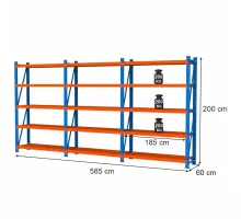 Металлический складской стеллаж FORTIS LIGHT 2000x800x1200 mm