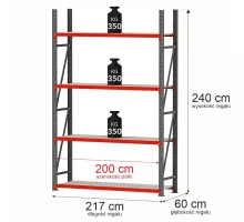 Metal warehouse shelving unit FORTIS 2400x800x1000 mm
