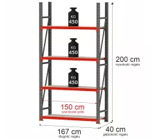 Metal warehouse shelving unit 1200x800x2100 mm