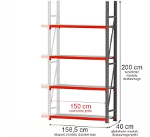Metal warehouse shelving unit 1200x800x2000 mm