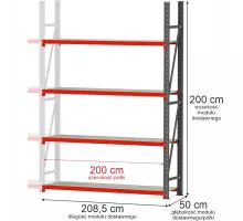 Металлический складской стеллаж FORTIS 1200x800x2000 mm
