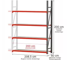 Metal warehouse shelving unit FORTIS 1200x800x2000 mm