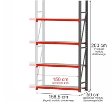 Металлический складской стеллаж FORTIS 1200x800x2000 mm
