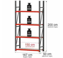 Металлический складской стеллаж FORTIS 1200x800x2000 mm
