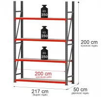 Металлический складской стеллаж FORTIS 1200x800x2000 mm
