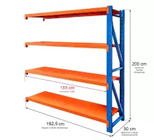 Metal warehouse shelving unit 500x500x2000 mm