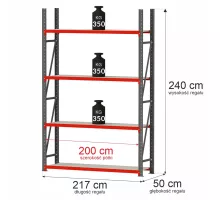 Металлический складской стеллаж FORTIS 2400x800x1000 mm