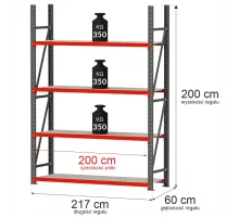 Metal warehouse shelving unit FORTIS 1200x800x2000 mm