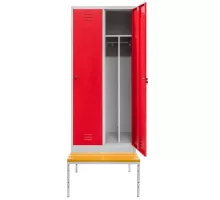 BHP skapju skapis J-80 uz soliņa pamata ar 2 durvīm un nodalījumiem pelēks/sarkans fronts S-80 cm G-80 cm H-223 cm montēts N