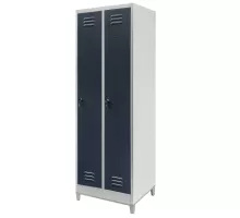 BHP apģērbu skapis J-60 uz pamatnes ar kājām, divdurvju, pelēks/grafīta priekšējais panelis, S-60 cm G-50 cm H-190 cm skrūvēts N
