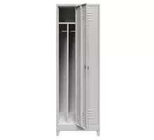 BHP apģērbu skapis uz kāju pamatnes, 2 durvju ar starpsienām pelēks S-60 cm G-50 cm H-190 cm skrūvēts N
