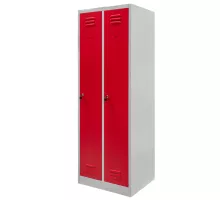 BHP drēbju skapis J-60 ar 2 durvīm pelēks/sarkans priekšējais S-60 cm G-50 cm H-180 cm skrūvējams N