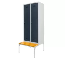 BHP apģērbu skapis J-80 uz pamatnes ar soliņu, 2 durvis, pelēks / antracīta priekšpuse S-80 cm G-80 cm H-223 cm saliekams N