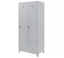 BHP apģērbu skapis J-80 uz kājām ar 2 durvīm, pelēks S-80 cm G-50 cm H-190 cm skrūvēts N