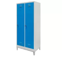 BHP J-80 apģērbu skapis uz kāju pamata ar 2 durvīm pelēks/zils priekšējo S-80 cm G-50 cm H-190 cm skrūvēts N