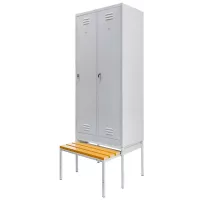 BHP apģērbu skapis J-80 uz pamatnes ar izbīdāmo soliņu, 2 durvis pelēks S-80 cm G-80 cm H-223 cm saliekams N
