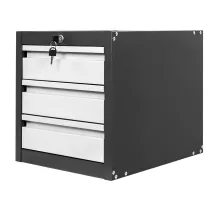 Darbarīgs skapītis darba galdiem ar 3 atvilktnēm S-37 cm x G-48,6 cm x H-50 cm sistēma 01 grafīts/pelēka fronte N