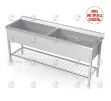 Double pot sink with grid shelf, Novameta, DV2-PSA-140/60/90