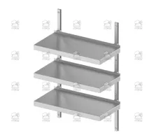 Bezpakāpju sienas plauktu sistēma, 3 līmenisi, 2300×500×900 mm