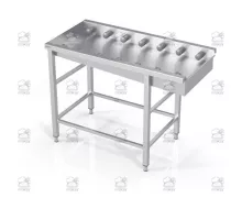 Table to dishwasher with frame for modular shelves with short rollers, 1000×600×900 mm