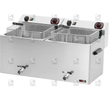 Elektriskā galda fritēšanas iekārta 11 + 11 l, 16.2 kW, 400 V ar iztukšošanas krānu