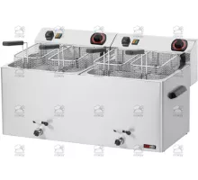 Elektriskā galda fritēšanas iekārta 11 + 11 l, 8.1 kW, 400 V ar iztukšošanas krānu