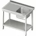 Galds ar vienu izlietni (r), ar plauktu 800x700x850 mm montāžai, Stalgast, 983147080