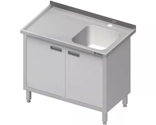 table with one sink (R), hinged doors 1200x700x850 mm Galds ar vienu izlietni (r), veramas durvis 1200x700x850 mm, Stalgast, 984497120