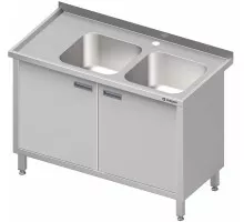 Galds ar divām izlietnēm pa labi, veramas durvis 1200x600x850 mm, Stalgast, 983976120