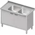 Table with two sinks right, hinged doors 1100x600x850 mm, Stalgast, 980876110