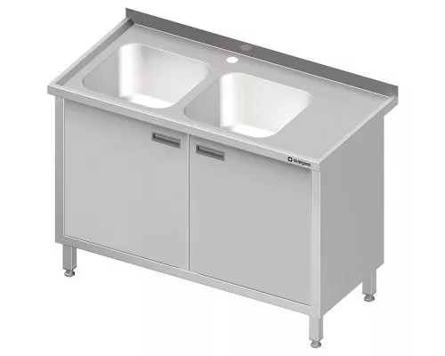 table with two sinks left, hinged doors 1400x600x850 mm Galds ar divām izlietnēm atstātas, veramas durvis 1400x600x850 mm, Stalgast, 984636140