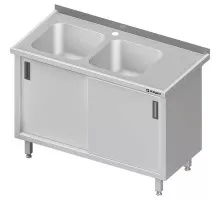 Galds ar divām izlietnēm atstāts, bīdāmās durvis 1800x700x850 mm, Stalgast, 980917180