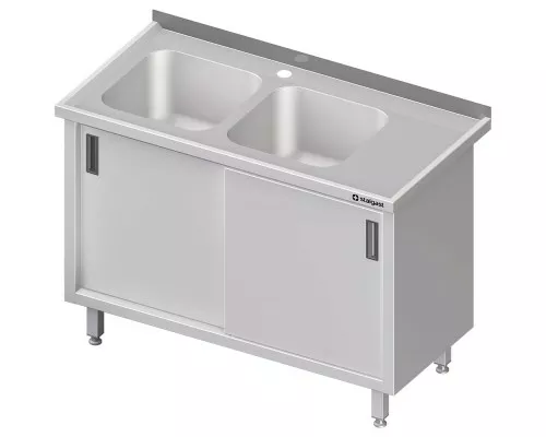 table with two sinks left, sliding doors 1700x600x850 mm Galds ar divām izlietnēm atstāts, bīdāmās durvis 1700x600x850 mm, Stalgast, 984666170