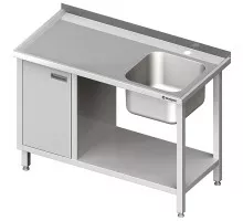 Galds ar vienu izlietni (pa labi), ar skapi un plauktu 1000x600x850 mm, Stalgast, 980976100