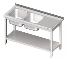 Ванна моечная 2-х сек.(l), с полкой 1400x600x850 мм сборная