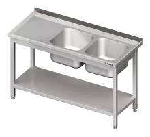 Ванна моечная 2-х сек.(p), с полкой 1400x600x850 мм сборная