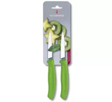 Swiss classic, paring knife, wavy edge, 2 pieces, green, blister, Victorinox, 6.7636.L114B