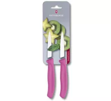 Swiss classic, paring knife, 2 pieces, wavy edge, 10 cm, pink, blister, Victorinox, 6.7636.L115B