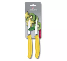Swiss classic, paring knife, 2 pieces, wavy edge, yellow, blister, Victorinox, 6.7636.L118B
