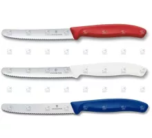 Swiss classic, tomato knife, round tip, wavy, 11 cm, black, Victorinox, 6.7833