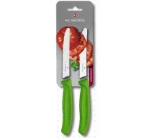 Swiss classic, paring knife, 2 pieces, wavy edge, green, blister, Victorinox, 6.7836.L114B