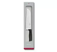 Swiss classic, santoku knife, fluted edge, 17 cm, black, gift box, Victorinox, 6.8523.17G