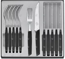 Swiss modern, table set steak knife, 12 pieces, black, Victorinox, 6.9093.12W.12