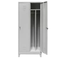 BHP apģērbu skapis J-80 ar pamatni un kājām, ar 2 durvīm un starpsienām, pelēks S-80 cm G-50 cm H-190 cm saliekams N