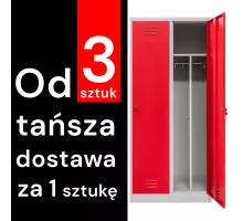Darba apģērba skapis BHP J-80 ar 2 durvīm un nodalījumiem pelēks/sarkans fronts S-80 cm G-50 cm H-180 cm skrūvēts (palešu piegāde) N
