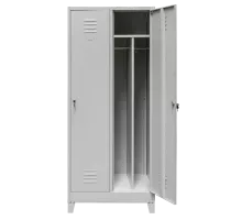 BHP apģērbu skapis J-80 ar pamatni un kājām, ar 2 durvīm un starpsienām, pelēks S-80 cm G-50 cm H-190 cm saliekams N